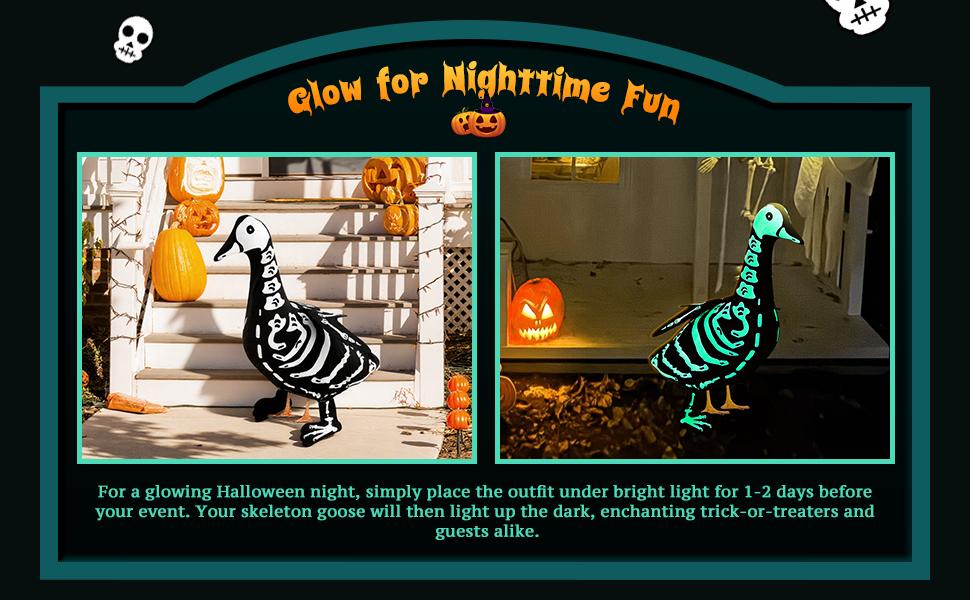 Halloween Porch Goose Outfits Glow in the Dark Skeleton Pumpkin Costume Clothes Accessories for 23'' Plastic/ Cement Goose Statue, Halloween Outdoor Patio Yard Lawn Decoration Halloween Porch Goose Outfits Glow in the Dark Skeleton Pumpkin Costume Clothes Accessories for 23'' Plastic/ Cement Goose Statue, Halloween Outdoor Patio Yard Lawn Decoration
