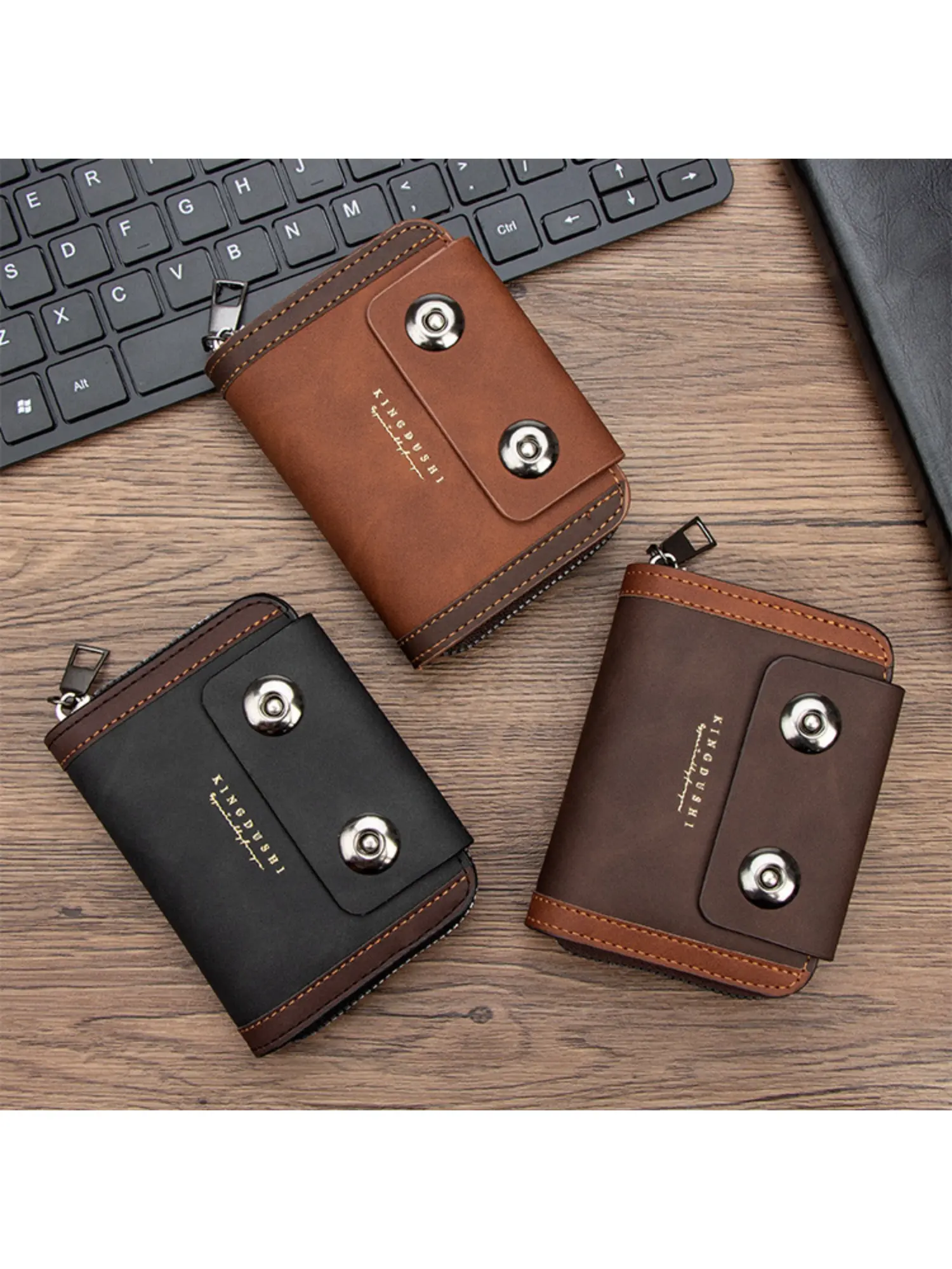 Premium Men's Business Style Wallet Large Capacity Accordion Card Slot Design Double Magnetic Closure Hinge Card Case ID Document Storage Bag Credit Card Organizer