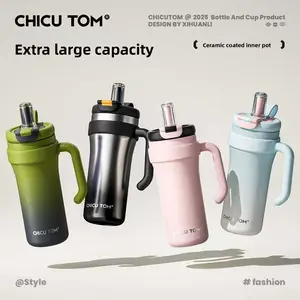 Chicu Tom Insulated Tumbler with Handle, Ceramic Lined Design Keeps Drinks Hot/cold, Daily Use Beverage Container
