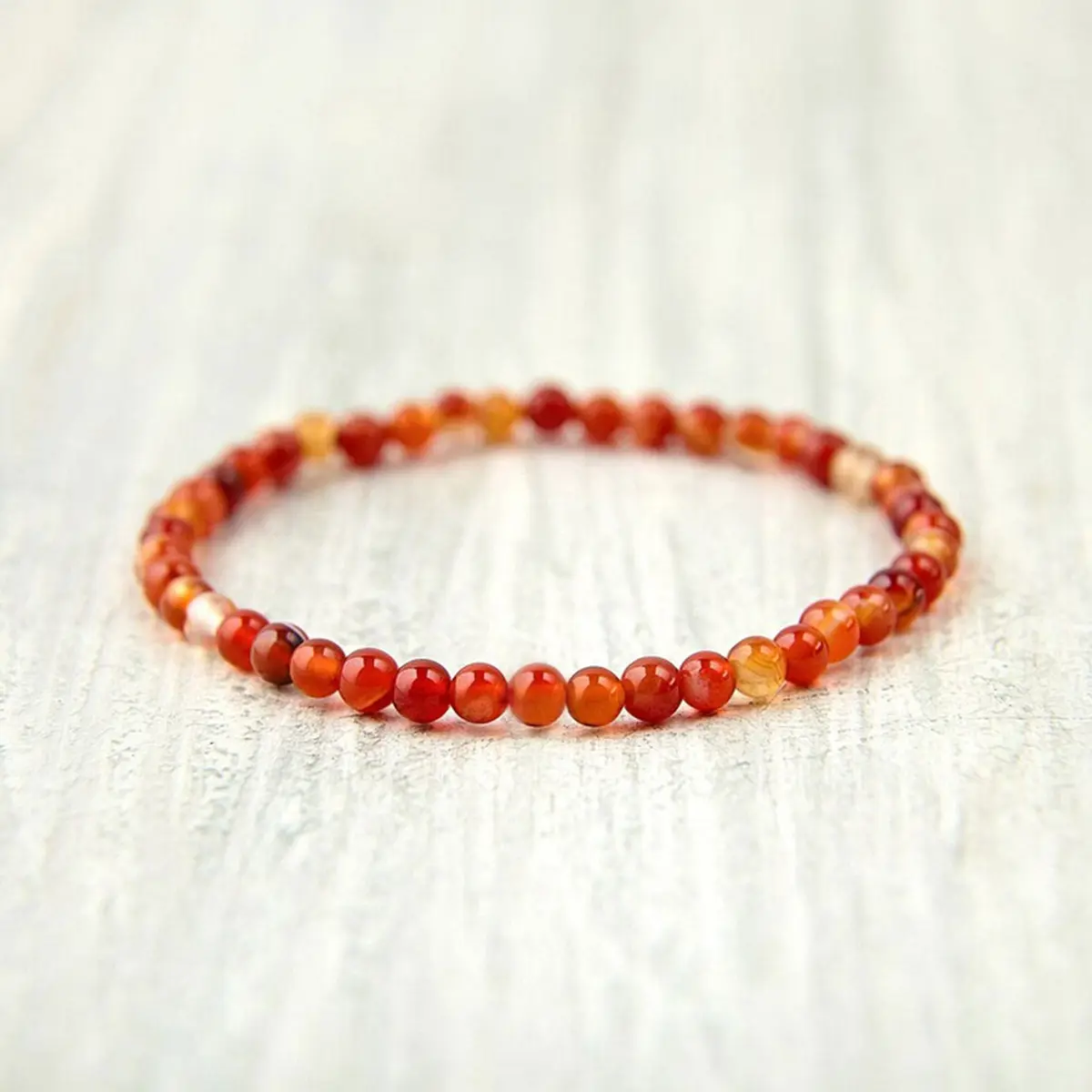 Red Agate Bracelet - 4mm Natural Gemstone Beads Crystal Bracelet - Handmade Healing Stretch Bracelets for Boosts Energy and Courage Optimism