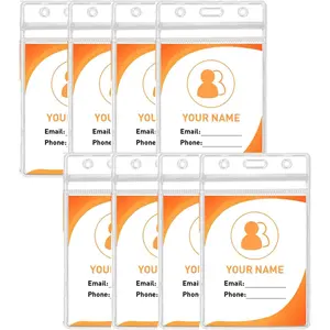 8 Pack Badge Holder, Vertical Duty ID Holder,  Clear Resealable Plastic id Badge Holder for Name Tags, Work Badges Fits Lanyards, Proximity & Credit Cards