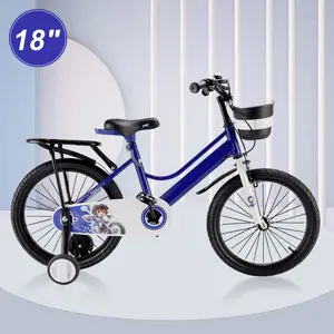 18" Kids Bike for Boys and Girls with auxiliary wheels & Rack Dark Blue Pink Red