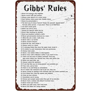Gibbs Rules Metal Tin Sign Inspiring Positive Quotes Wall Decor Retro Poster Tin Painting for Cafe Bar Living Room Bathroom Kitchen Home Art Wall Decoration Plaque 8x12 Inch