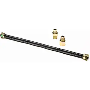 24'' x 1/2'' High Capacity Gas Flex Line -  Black Non-Whistle Fire Pit, Fireplace, Dryer Gas Line -  Gas Line for NG or LP Fire Pits - Versatile Usage - Easy Installation