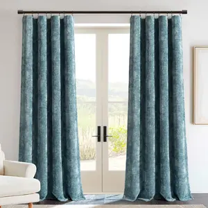 Lush Decor Aspen Luxury Velvet Chenille Light Filtering Window Curtain Panel Single 52"W x 84"L - Drapes - Velvet Curtains For Living Room
