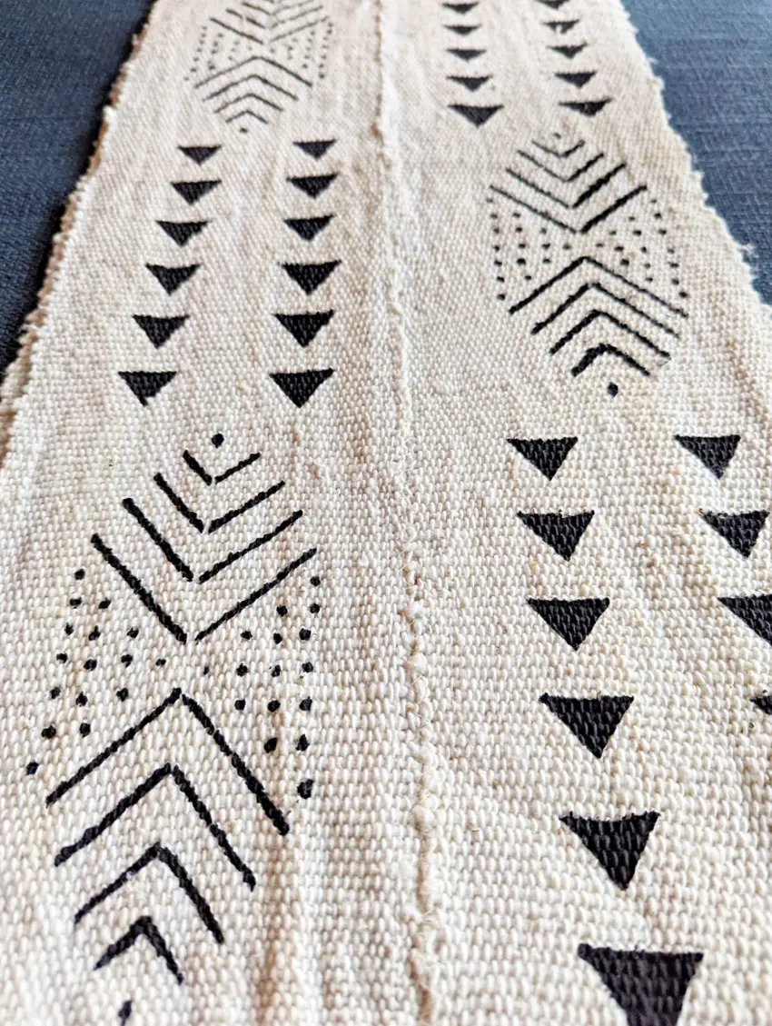 White Black Mud Cloth Fabric Woven Table Runner/Scarf