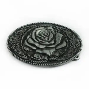 Belt Buckles for Men Women Engraved Cool Replacement (Rose)