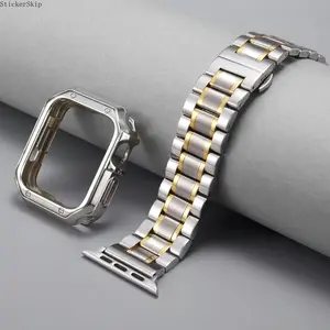 2026 NEW HOT 1PC Soft TPU Case + 1PC Metal Strap For Apple Watch Bands Ultra 3 2 40mm 44mm 45mm 49mm 42mm For iWatch Series11/10/SE/9/8/7/6/5/4 Band 41mm 38mm Stainless Steel Watch Band, Smartwatch Strap, Smart Watch Straps, Smart Watch Accessories