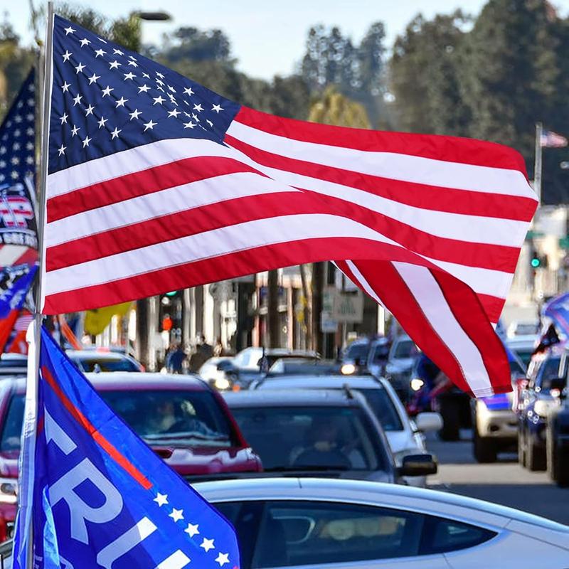 American Flag 3x5 FT 210D For Outside 100% Made In USA Most Durable, Heavy Duty Spun Polyester, Luxury Embroidered Star with Brightly Colored Brass Grommets Premium US Flag