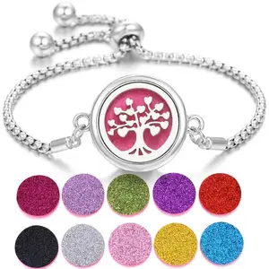 Stainless Steel Perfume Bracelet with Tree of Life Design Aromatherapy Diffuser for Personalized Wellness & Calm Essential Oils Jewelry