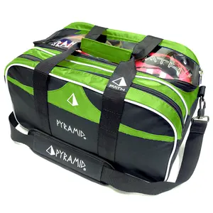 Pyramid Path Double Tote Plus Clear Top Bowling Shoes (Black/Lime Green)