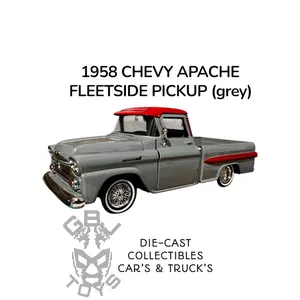 1958 CHEVY APACHE FLEETSIDE  PICKUP (Red/Gray) 1/24 Mod:79033 Die-cast