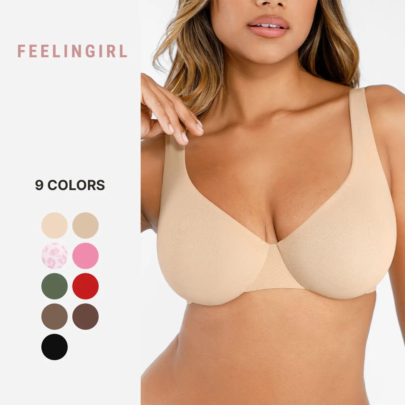 FeelinGirl FeelSoft Minimizer Bras for Women Comfort Underwire Balconette Bras Plus Size Full Coverage No Padded Seamless Everyday Bras Womenswear Comfortable
