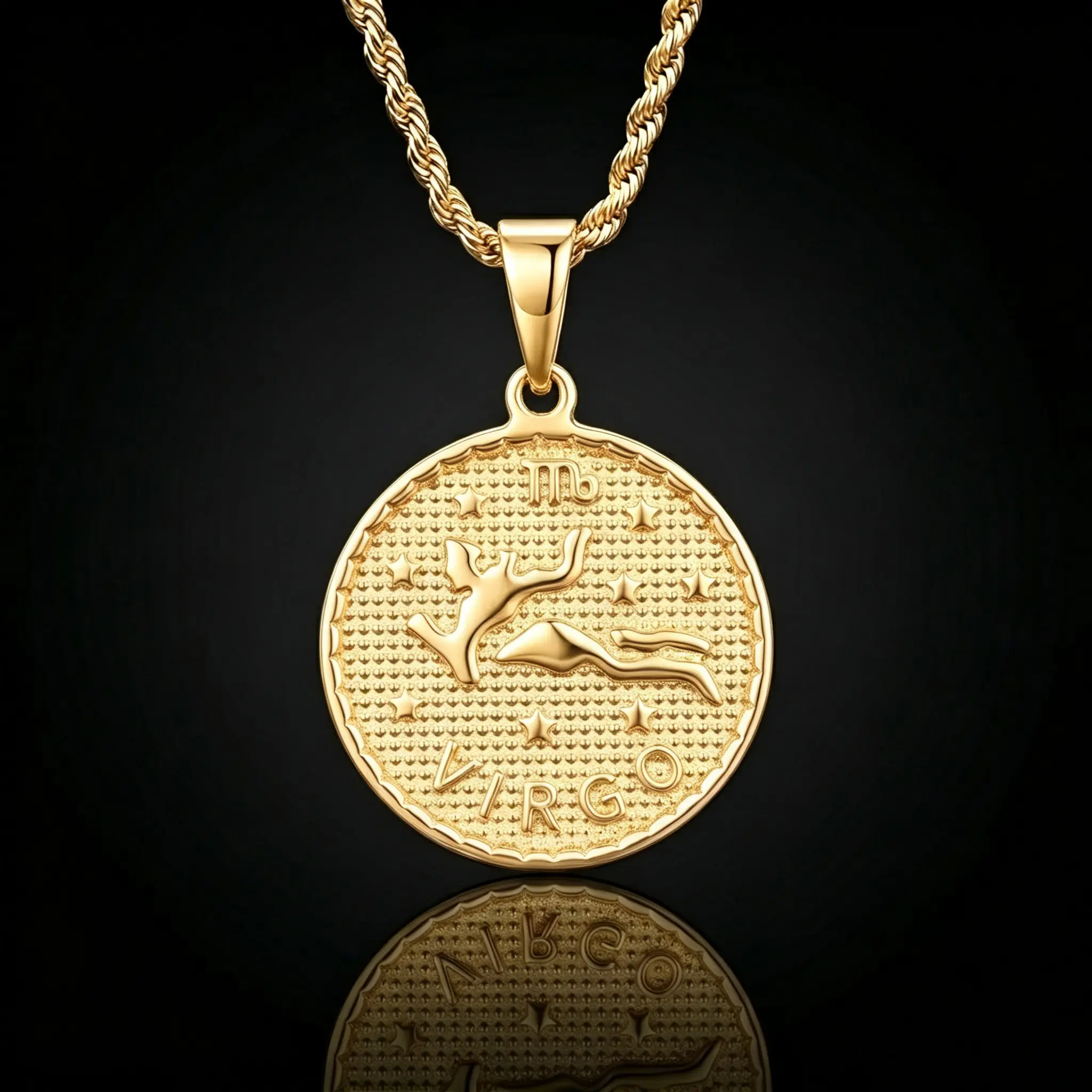 12 Constellation Signs Round Coin Pendant Necklace 14K Plated Gold Horoscope Lucky Jewelry Fashion Gift