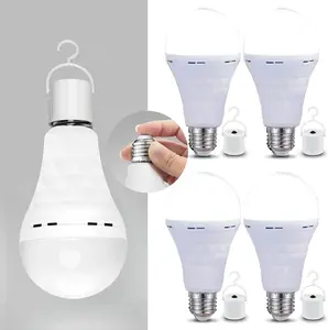 4 Pack Rechargeable Emergency LED Bulb, Multi-Function Battery Backup Emergency Light for Power Outage Camping Outdoor Activity 15W 1500LM 80W Equivalent White Daylight 6000K with E26/E27 Base