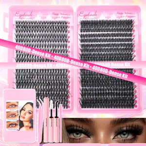 At-Home DIY Lash Extension Kit - Natural Wispy Clusters (9-16mm) with Bond & Seal