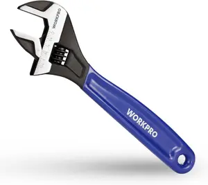 WORKPRO 10-Inch Adjustable Wrench – Cr-V Steel Wide Jaw Wrench with Metric & SAE Scales