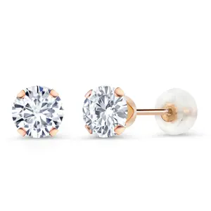 Gem Stone King 10K Rose Gold MoissaniteStud Earrings For Women Men (1.00 Cttw, Round 5MM)