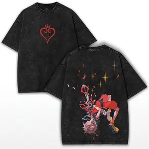 Kingdom Hearts Gaming Oversized Tee Featuring Washed Retro Fantasy Artwork & Distressed Heavy Cotton Fit – Limited Streetwear Drop