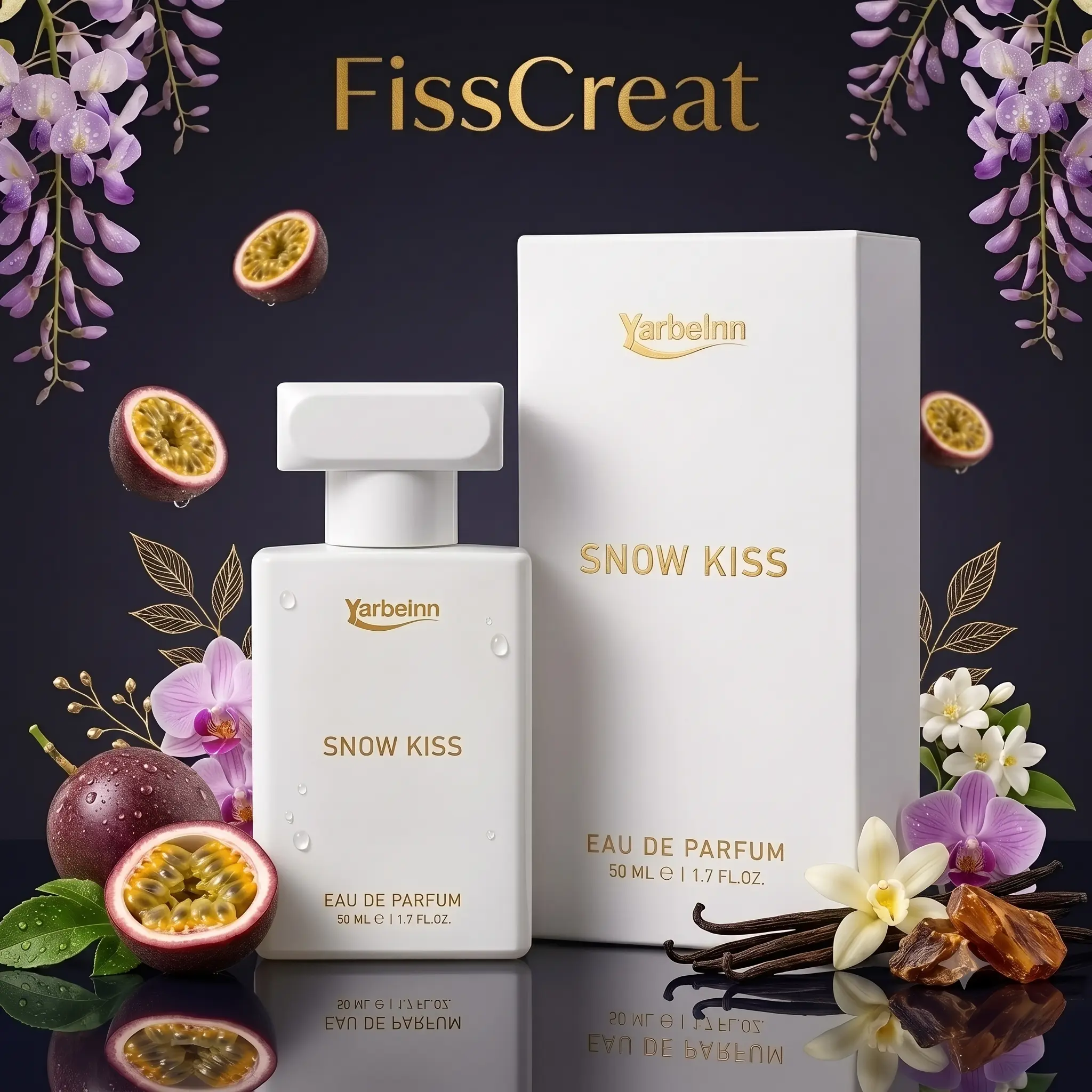 Yarbelnn Snow Kiss｜Single Bottle 50ml / 1.7 fl oz｜Passion Fruit, Orchid, Jasmine, Vanilla, Amberwood｜Women Daily Office Date Party｜Perfect for Gifting | Long Lasting Fresh Floral Warm Fragrance｜Eau de Parfum