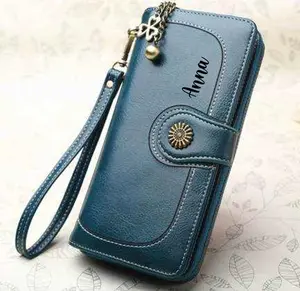 Personalized Wallet for Women, Girls | PU Leather Large Capacity Wrist Strap Purse | Slim Leather Card Holder | Best Christmas Gifts For Her