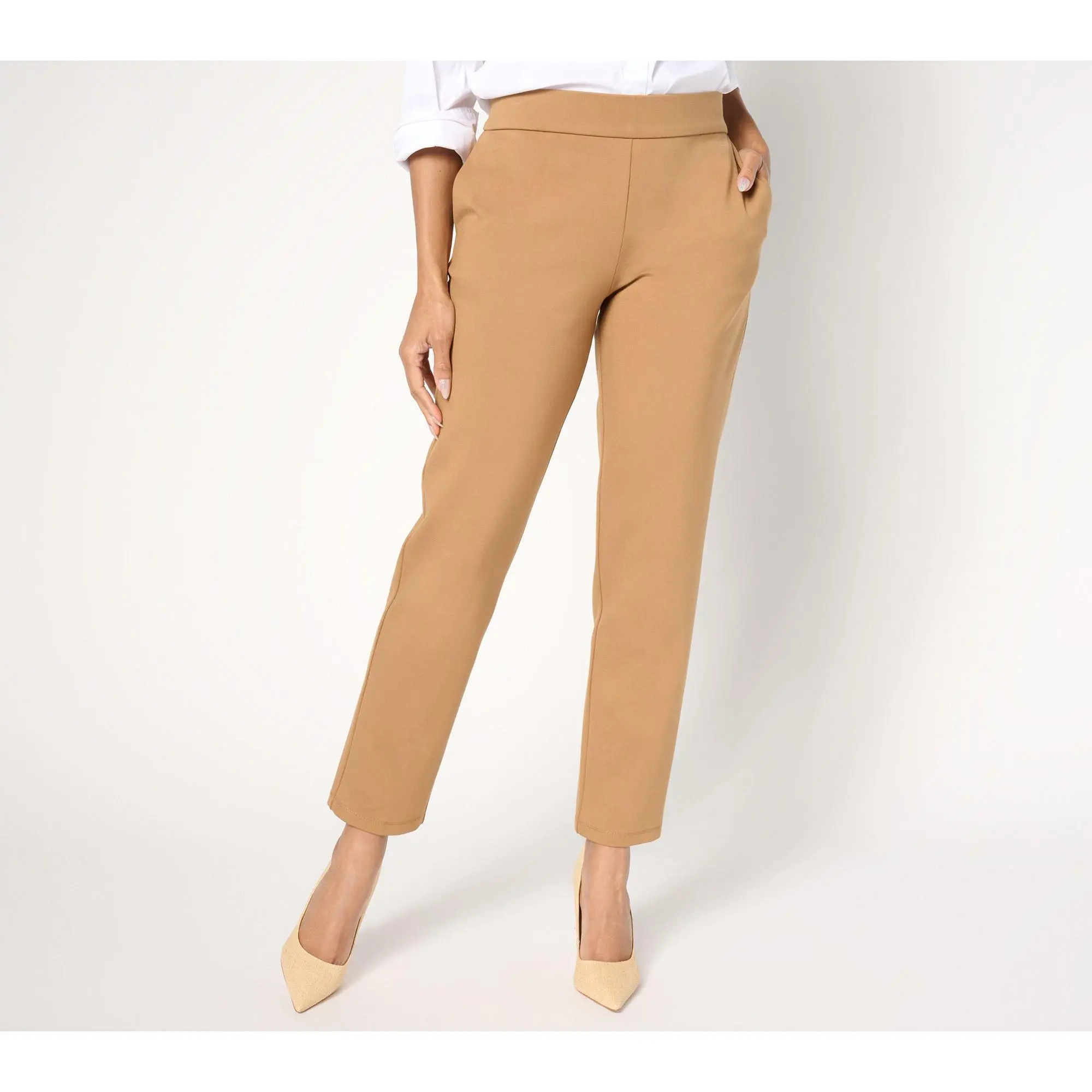 Dennis Basso Regular Ponte Knit Slim Leg Pull-on Pants