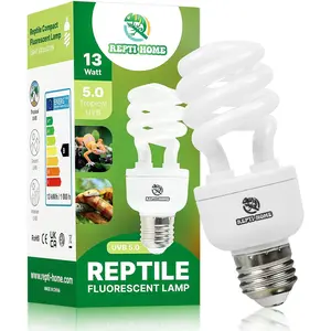 13W 5.0 UVB Reptile Light Bulb UVA UVB Compact Fluorescent Lamp for Tropical & Sub-Tropical Reptiles Fits Chameleons Iguanas Turtles Tropical Terrarium