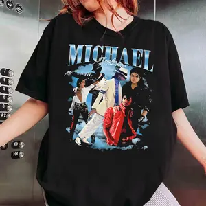 [Sale Up To 50%] King of Pop Halftone Bootleg T-Shirt, Michael Jackson Pop Legend Retro Tee, MJ Music T-Shirt for Fans, Gift for Him, Gift for Her