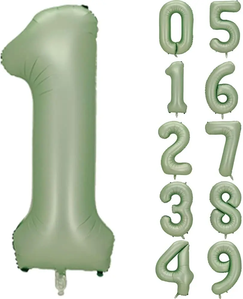 Number 1 Balloon, Large number balloons 40 inch Decor, 1st Birthday Party Decorations, Sage Green
