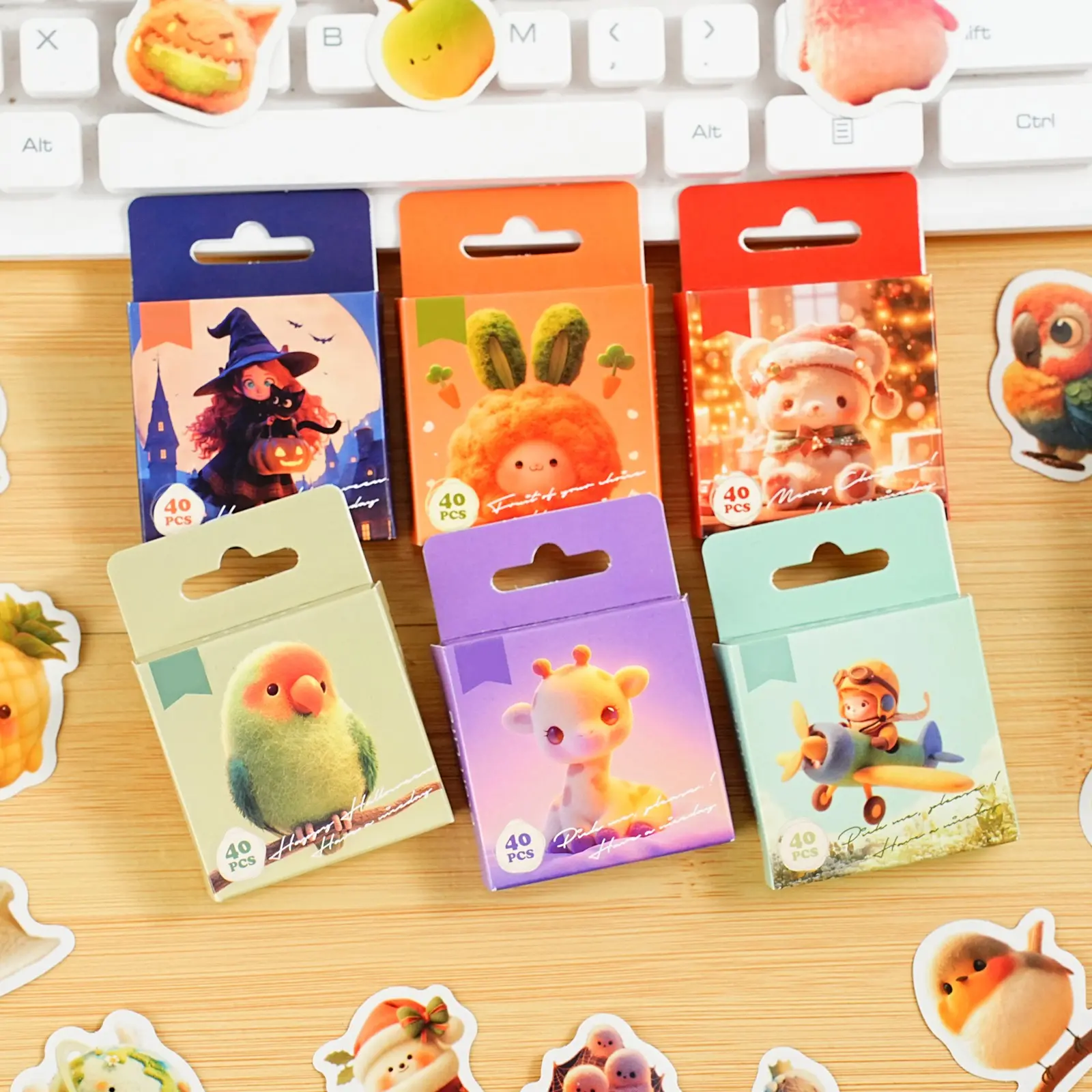 Yi Niao Wool Felting Fun Series Boxed Stickers, 6 Designs, Creative Craft Supplies, Perfect for DIY Projects, Educational & Entertainment