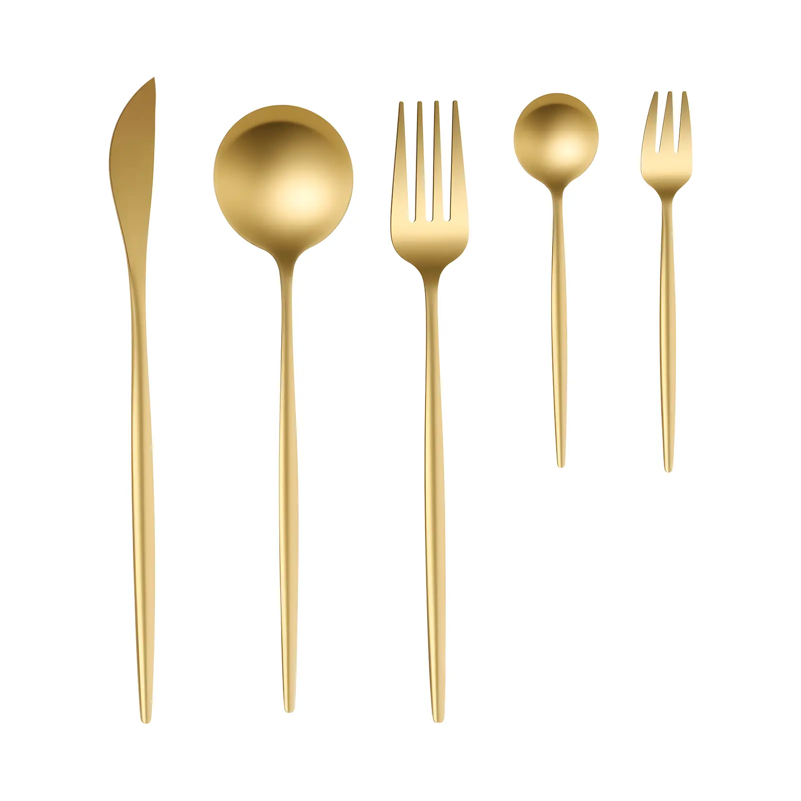 Gold Stainless Steel Cutlery Utensil Set - 90-Piece, 5-Type Set with 18* Dinner Spoons, Gold Spoons and Forks for Hotels, Camping, Everyday Use