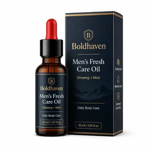 Boldhaven Men's Fresh Care Oil, Ginseng and Mint Men's Body Care Oil with Dropper, Cooling Feel, Moisture Support, Lightweight Daily Grooming Oil for Men, External Use Only, 30 ml