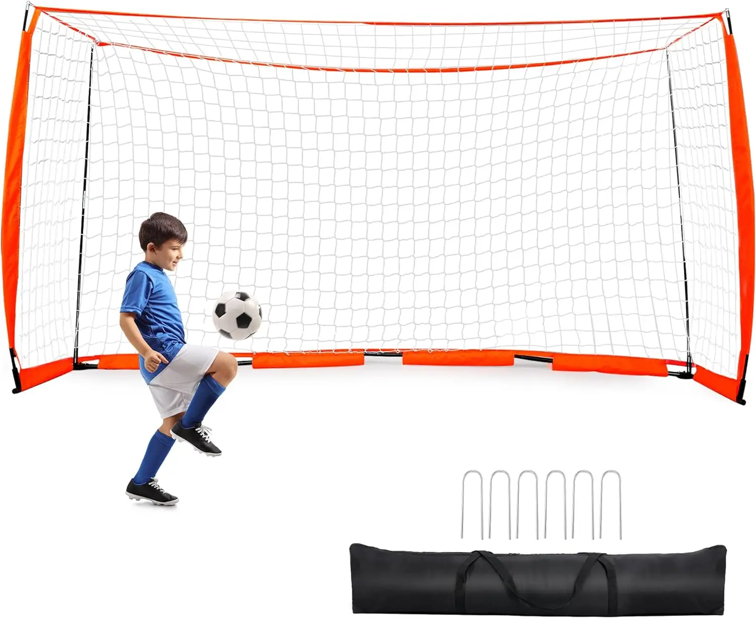 Soccer Goal,Rengue 8x5Ft/12x6Ft Portable Soccer Goal Net for Teens/Adults,Quick Set Up Large Soccer Goal,Portable Collapsible Full Size Soccer Goal,1