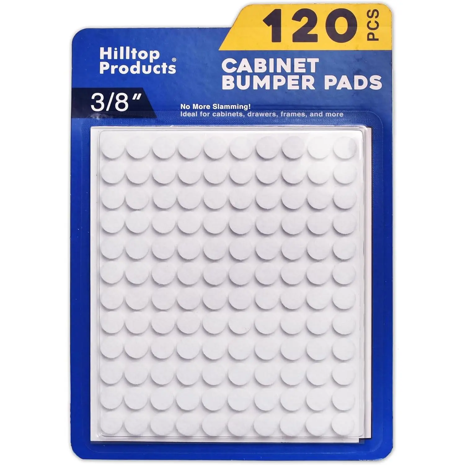120 Pack Small 3/8" Felt Cabinet Bumpers, Door Felt Pads for Cabinet Doors & Drawers, Furniture Surface Protectors (White)