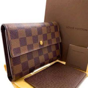 Pre-owned Louis Vuitton Canvas Small Leather Goods Damier Ebene Porte Tresor Etui Papiers Wallet SP0013 (LV9782)