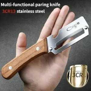 1pc Multi-functional Solid Wood Handle Stainless Steel Peeler | Essential Kitchen Tool for Quickly and Easily Peeling Fruits and Vegetables Kitchen Vegetable Cutting Slicer