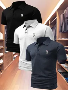 Men's High-End Golf Polo Shirt, Summer Casual Fitted Short Sleeve Top with Quick-Dry Fabric, Outdoor Sports & Leisure Wear, Perfect Birthday Gift, Golf Casual Style!