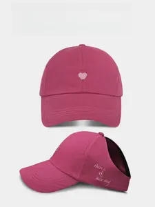 Women's Heart Embroidered Baseball Cap, Adjustable Back Opening Arc Brim, Casual Sun Hat for Daily Travel Outdoor