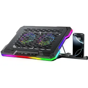2 Detachable Fans RGB Gaming Laptop Cooling Pad, Rapid Cooling for 15.6-19.3" Laptops, Variable Speed Control, 8 Adjustable Heights - K6 RGB