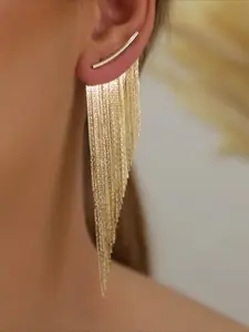 Luxury Copper Earrings Gold Irregular Long Fringe Dangle Earrings Exaggerated Design Hot Sale in Europe and America