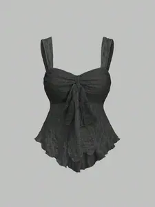 OFFGIRD x Sweetra Women's Bow Textured Print Cropped Cami Top