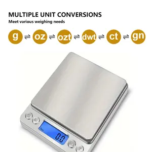 Digital Kitchen Scale 3000g/0.1g with 6 Measure Modes LCD Tare Function 2 Trays for Food Cooking Nutrition Reptiles Battery Included