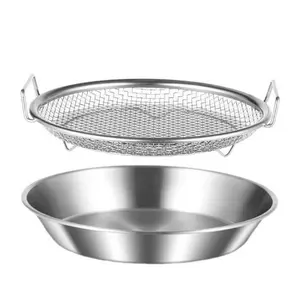 Portable Kitchen Oil Strainer Basket Stainless Steel Deep Fry Colander with Handles