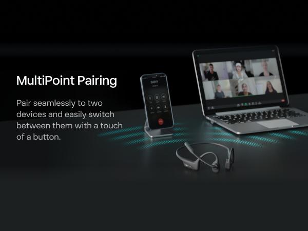 SHOKZ OpenComm2 - Open-Ear Bone Conduction Headphones, Wireless Bluetooth Computer Headsets with Noise Canceling Mic and Mute Button for Work, Call, Meeting, 16 Hours Talk Time for Mobile & PC, Black