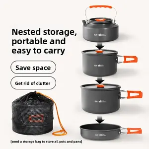 Outdoor folding portable aluminum alloy camping cookware set, complete set of utensils and equipment, genuine product