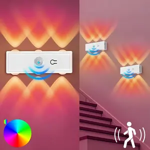 2/4pcs Six Head Cat Eye LED Motion Sensor Wall Light, Rechargeable Smart Night Lamp, RGB Colors, Suitable for Cabinets, Bedrooms, Kitchens And Corridors Decor
