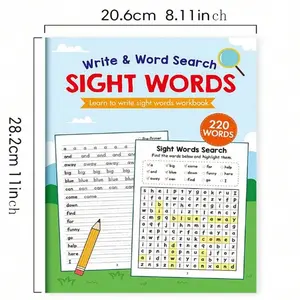 Teenagers' English Learning Aid Tool, Interactive Word Search & Writing Practice, 32-Page Color Vocabulary Builder, Ideal for Children Education, Preschool Alphabet Tool