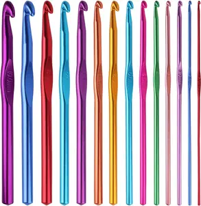 14PCS Aluminum Crochet Hooks Knitting Needles Craft Yarn 2.0mm/2.5mm/3.0mm/3.5mm/4.0mm/4.5mm/5.0mm/5.5mm/6.0mm/6.5mm/7.0mm/8.0mm/9.0mm/10.0mm