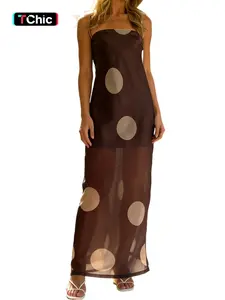 Women's Polka Dot Print Halter Dress, Fashionable Feminine Elegance for Various Occasions, Stylish Sleeveless Summer Dress