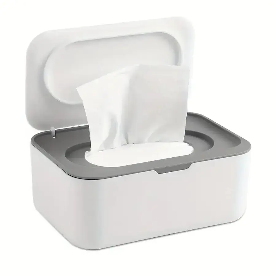 Minimalist Eco-Friendly ABS Plastic Rectangle Wet Wipe Dispenser - 19×13×7cm 2-Tone Dustproof Reusable Holder, Multi-Purpose Storage for Wipes, Masks, Ideal for Bathroom, Road Trips